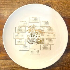 Vintage 1975 Calendar Gold and Cream Plate